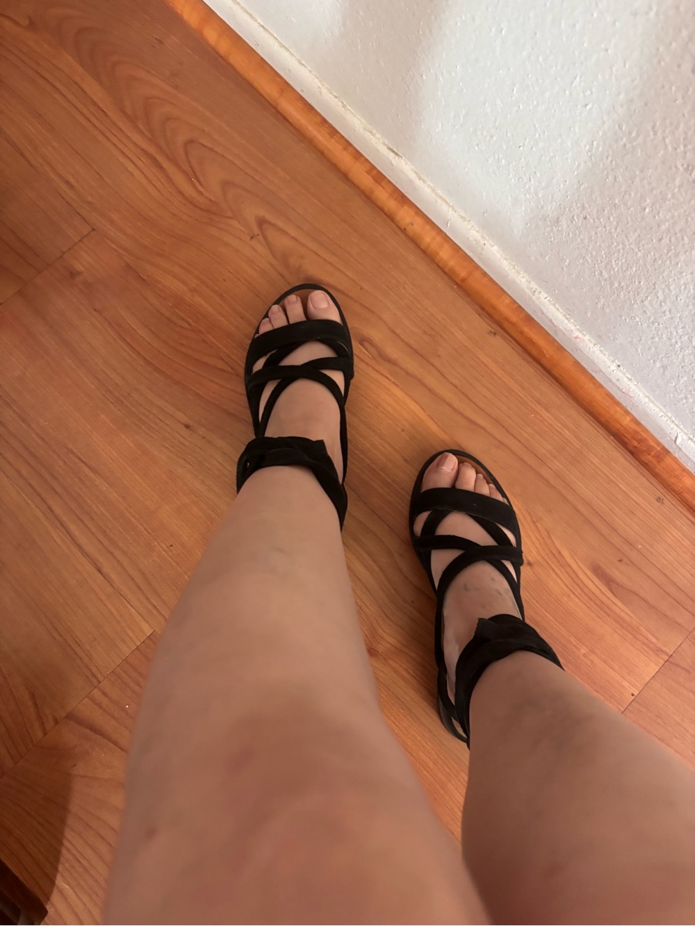 Minelli Black Strappy Ankle-Wrap Sandals